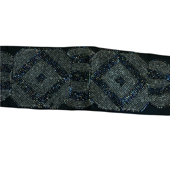 Vintage Black Beaded  Embellished Belt by Vinky - 39” long-18W main image 8